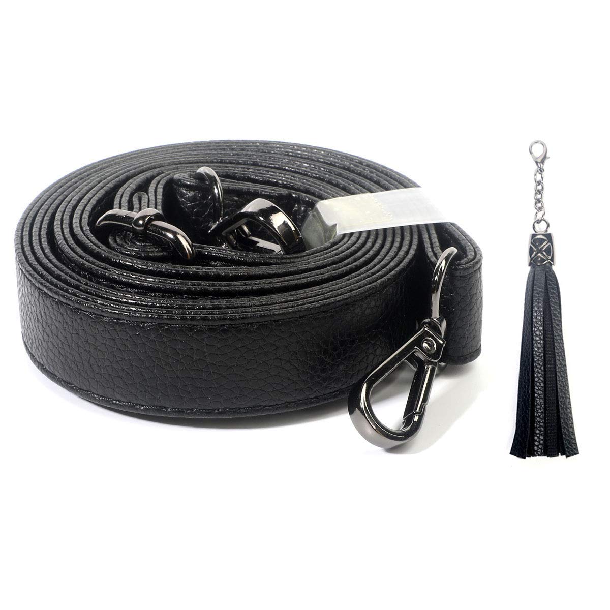Photo 1 of BEAULEGAN Purse Strap Replacement - Full Grain Microfiber Leather - 59 Inch Long Adjustable for Crossbody Shoulder Bag - 0.5 Inch Wide, Black/Gunmetal