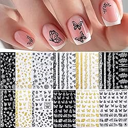 12 Sheets Butterfly Nail Art Stickers Decal 3D