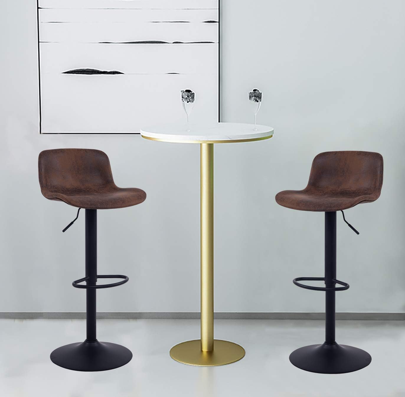 YOUNIKE Furniture Modern Design Barstools with Adjustable Height and 360° Rotation, Ergonomic Streamlined Polypropylene High Bar stools for Bar Counter,Kitchen and Home (Set of 2, Retro Brown): Home & Kitchen