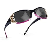 FancyPink Women's Polarized Sunglasses - Wrap Around Stylish Butterfly Frame w UV Protection Sun Glasses for Women