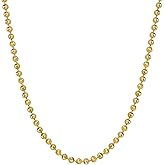 Savlano 925 Sterling Silver 3MM Moon Cut Ball Bead Chain Necklace - 18K Gold, Rhodium Plated Dog Tag Link Chain for Women Comes with a Gift Box - Made in Italy