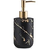 Soap Dispenser Black and Gold,300ml/10 Oz Luxurious Hand Soap Bottle with Plastic Pump Gold,Ceramic Liquid Soap Dispenser for Bathroom, Kitchen, Dish Soap,Lotion,Liquid Soap