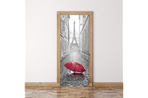 Modern Art Eiffel 3D Door Sticker, Peel and Stick Removable Vinyl Door Decals for Home Decor, 77x200cm 2 Pcs Set