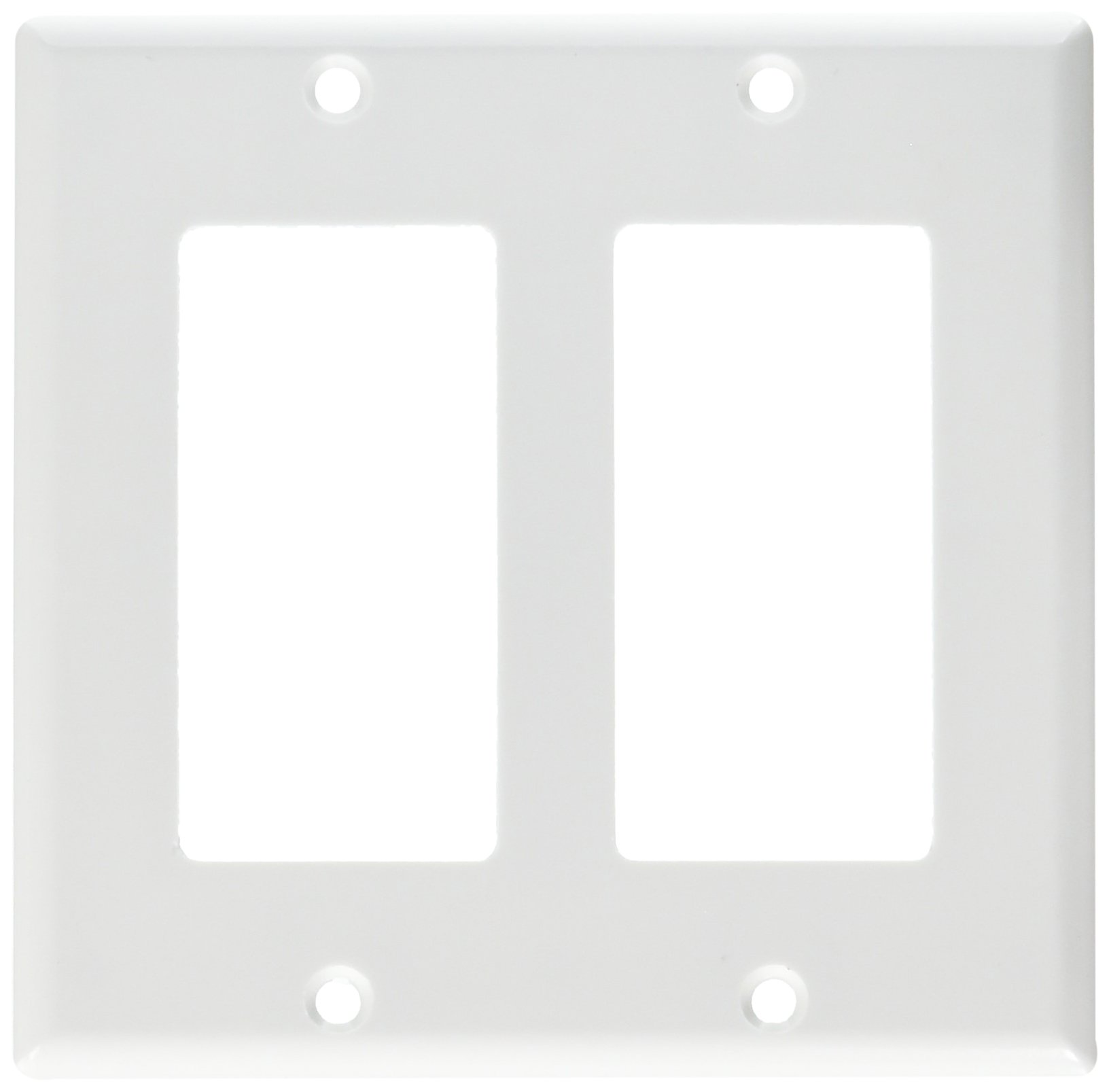 Leviton 80409-W 2-Gang Decora/GFCI Device Decora Wallplate, Standard Size, Thermoset, Device Mount, White, 25-Pack