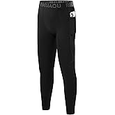 RIKUAOU Boys Compression Pants Leggings, Youth Athletic Quick Dry Tights Football, Base Layer Spandex Sports with Pocket