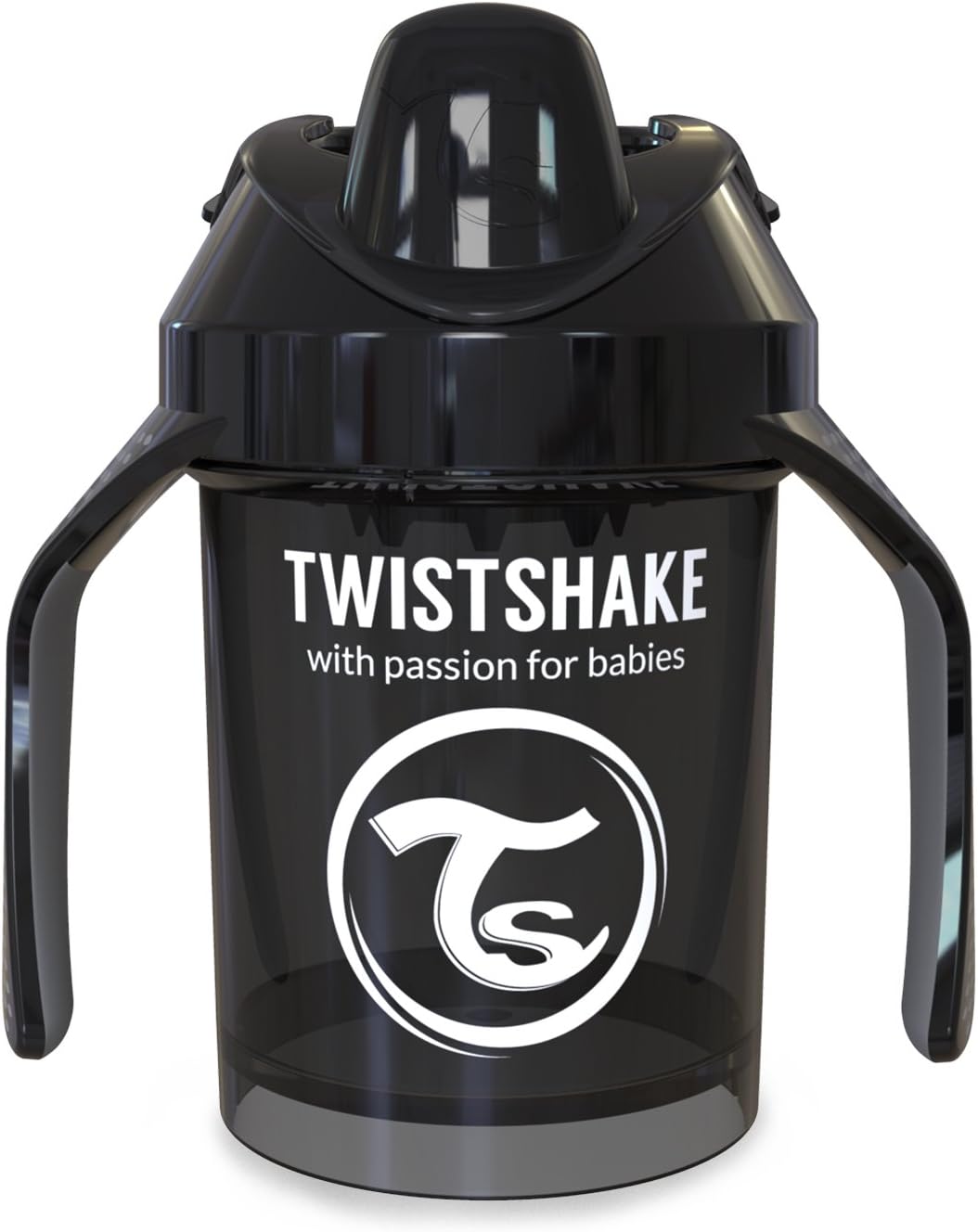 Twistshake Non-Spill Mini Baby Sippy Cup with Soft Spout and Fruit Mixer - 230ml, Black, 2 Piece Set