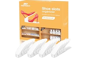 Neprock Shoe Slots Organizer, 20 Pack Adjustable Shoe Rack Stacker Storage Space Saver, Double Deck Shoe Rack Holder for Closet Organization (White)
