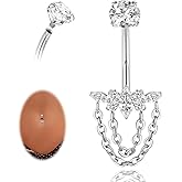 AROWRO G23 Titanium Belly Button Ring Hypoallergenic Belly Rings Internally Threaded Belly Button Piercing 14G 8-14mm Navel Piercing Jewelry with Round Cubic Zirconia