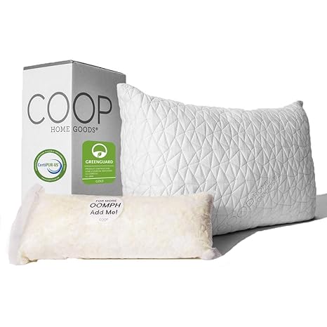 Coop Home Goods Premium Adjustable Loft Pillow Hypoallergenic Cross Cut Memory Foam Fill Lulltra Washable Cover From Bamboo Derived Rayon