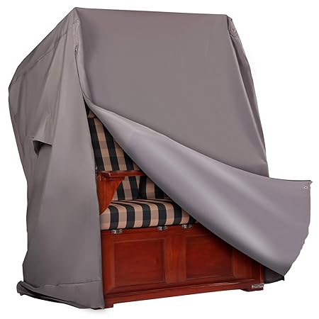 Strandkorb Hanse Schutzhülle aus 600 D Oxford Gewebe, Premium Strandkorbhülle grau anthrazit, Winterfest, L 130cm