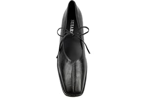 SUIARA Lace up Ballet Flats Women Square Toe Mary Jane Flats Bow Slip On Comfortable Ballerina Shoes