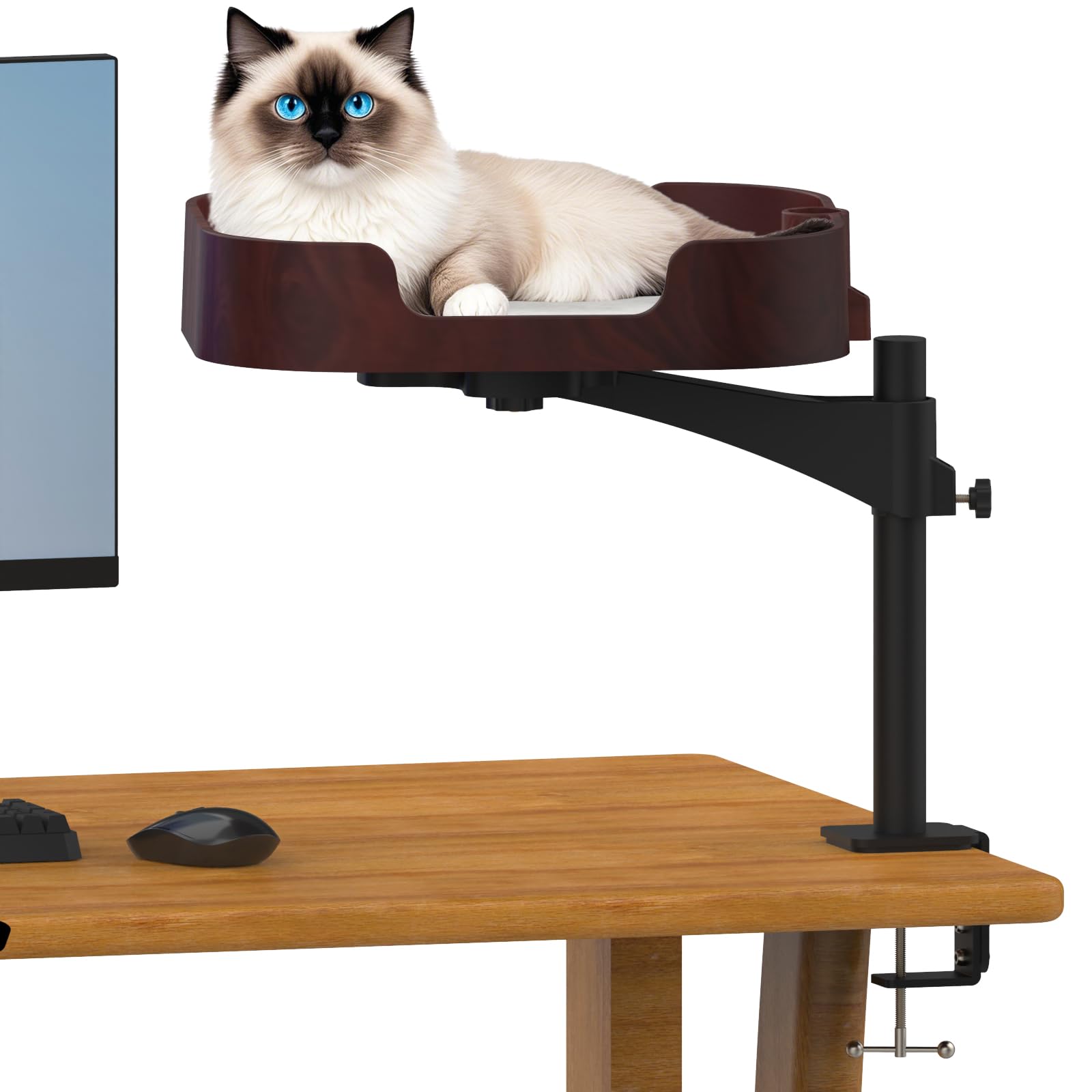 Photo 1 of RAKEMETE Cat Desk Bed, Adjustable Up and Down and 360° Rotatable for Elevated Pet Habitat in The Home&Office - Space-Saving, Comfortable Litter, Pet Mat and Removable Indoor Cat Mat