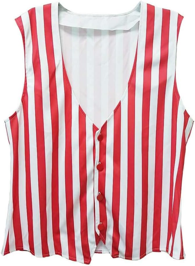 Candy Apple Costumes Adult Red/White Striped Vest