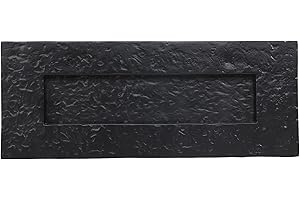 SKANDH Iron Black Powder Coated Outer Size 11" X 4" Inches Normal Letter Plate Mail Slot For Front Door Inner Flap Opening 7-