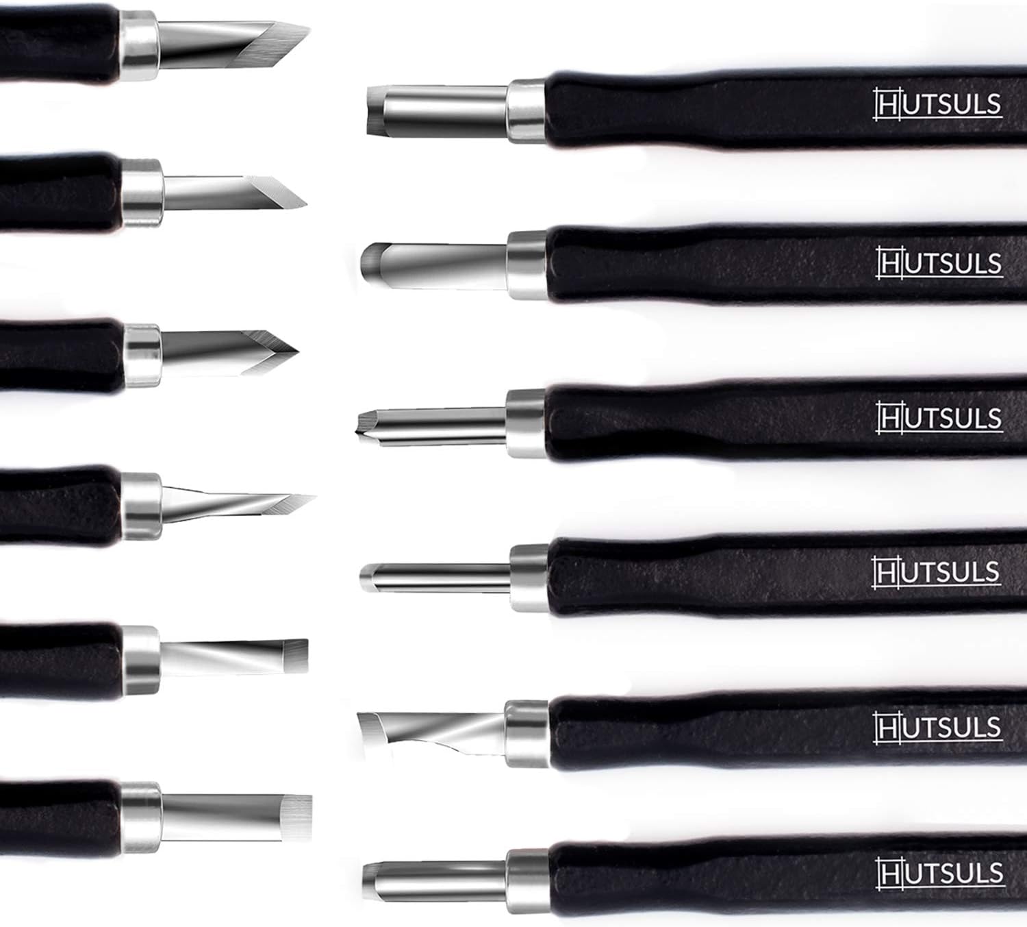 HUTSULS Small Wood Carving Tools for Beginners 12 piece Mini Chisel Set for Wood