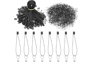 Hocansen 1000Pcs Hang Tag Fastener and 1000Pcs Safety Pins Black Hanging Tag Nylon String Snap Lock Metal Ground Pins for Clothing Tags and Labels (Black/BZ-GS)