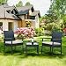 Tangkula AM0583HM 3 Piece Patio Furniture Set with 2 Cushioned Chairs & End Table, Black primary