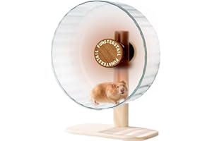 FunstersTail Super Silent Hamster Wheel 10.4 Inch, Magnetic Large Rat Wheel for Chinchilla, Gerbil, Guinea Pig, Cat, Mouse, Sugar Glider and Dwarf, Syrian Hamster Accessories (Wood Brown)