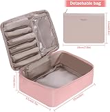 HCFGS Travel Makeup Bag with Brushes Holder & Detachable Pouch Pink view 6