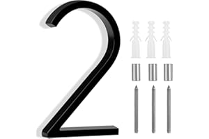 SEISSO 5 Inch Metal House Numbers for Outside, Floating Stainless Steel Address Numbers For Houses, Modern Black Anti-Rust Ho