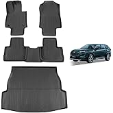 All-Weather Car Floor Mats for Toyota RAV4 2025-2019 & RAV4 Hybrid, Custom Fit TPE Floor Liners & Cargo Trunk Mat Full Set, Black Car Accessories for Rav 4 LE XLE Limited Adventure TRD Off-Road