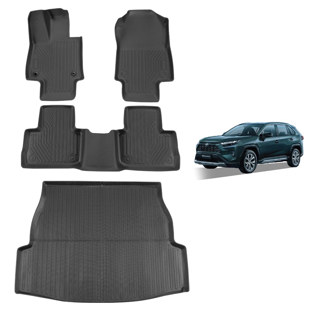 Photo 1 of ***PARTS ONLY***All-Weather Car Floor Mats for Toyota RAV4 2025-2019 (Hybrid) Custom Fit TPE Floor Liners & Cargo Mat Full Set, Fit Rav4 2025 Accessories, LE/XLE/Limited/TRD/Adventure Black Car Accessories