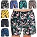 Fort Isle Mens Stretch Swim Trunks - XL - Flamingos and Floral - Quick Dry 4-Way Stretch - Bathing Suit