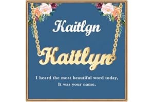 Ldurian Valentine's Day Gifts Name Necklace | Name Pendant Necklace Christmas Gifts | 14K Gold Dainty Name Plate Necklaces Birthday Jewelry Gift for Teen Girls