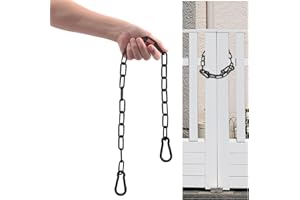 SMRTCOL Gate Chain Lock with Carabiners Barn Chain Link 20'' Black Gate Latches for Outdoor Fences Dog Cage Lock Backyard Chain Lock Stall Supplies