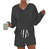 LOZ Lounge Sets for Women 2 Piece Travel Sweatsuits Casual Hoodie Long Sleeve Top with shorts 2026 Trendy Vacation Outfits