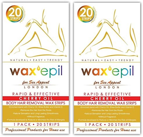 WAXEPIL Strips Wax *Cherry Oil* 2 - BODY & LEGS - READY to USE Cold Waxing - Pack of 2x20 Strips (1 pack £3.49)