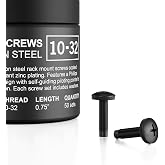 AC Infinity Rack Screws 10/32, Nylon Washers, 50-Piece Set for Server Racks | 3/4" Carbon Steel Rack Screws with Pilot Point Tips &amp; Zinc Plating for Server, Network, AV Equipment, Cabinets &amp; Enclosures