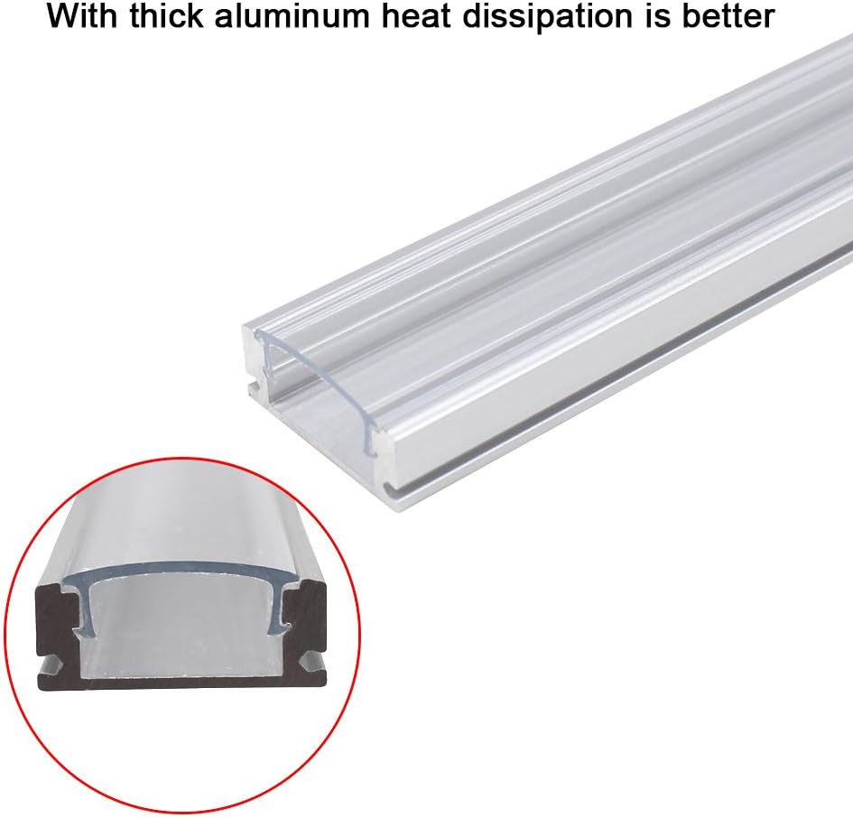 Jirvyuk Led Aluminum Profile, 6 Pack 1m/3.3ft U-Shape Led Channel and Diffuser with Transparent Cover - Image 4