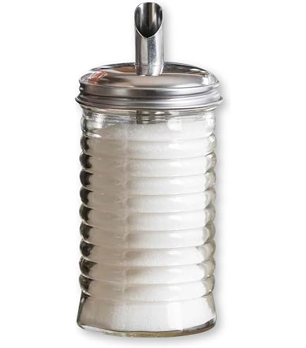 Tablecraft Beehive Sugar Pourer - 12 Oz Clear Glass With Stainless Steel Top & Center Hole