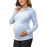 Bhome Maternity Tshirts V Neck Polo Maternity Shirt Short Sleeve Collared Sports Work Pregnant Top