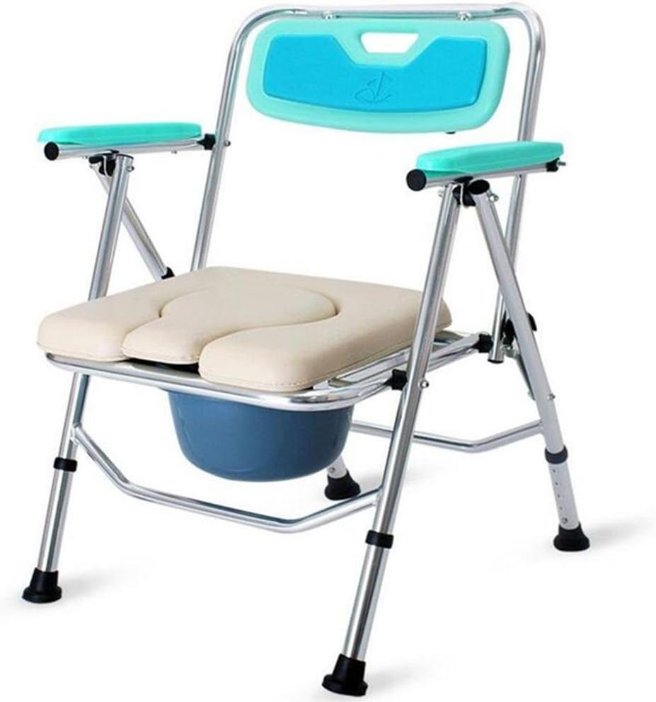 HYHAN Folding Commode Comfort Chair with Padded Toilet Seat, Portable Toilet Seat Porta for Elderly and Disabled