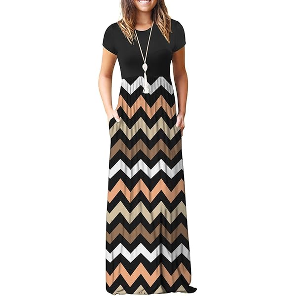 knee length dresses for ladies GRECERELLE Women's Casual Loose Pocket Long Dress Short Sleeve Split M –  MODAndME main image 0