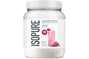 Isopure Clear Whey Isolate Protein Powder, Lactose Free, Gluten Free, Naturally Flavored, Mixed Berry, 20g Protein Per Serving, 14.1 Oz, 16 Servings (Packaging May Vary)