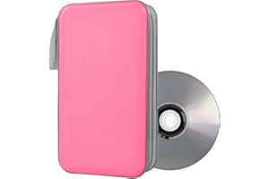 LSKASELUE CD Case for Car, 80 Capacity DVD Organizer Wallet with Heavy Duty Zipper, Portable Plastic Disc Holder Media CD Sto