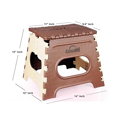 Primelife 12 inch Folding Step Stool 1pcs (Brown and Ivory)