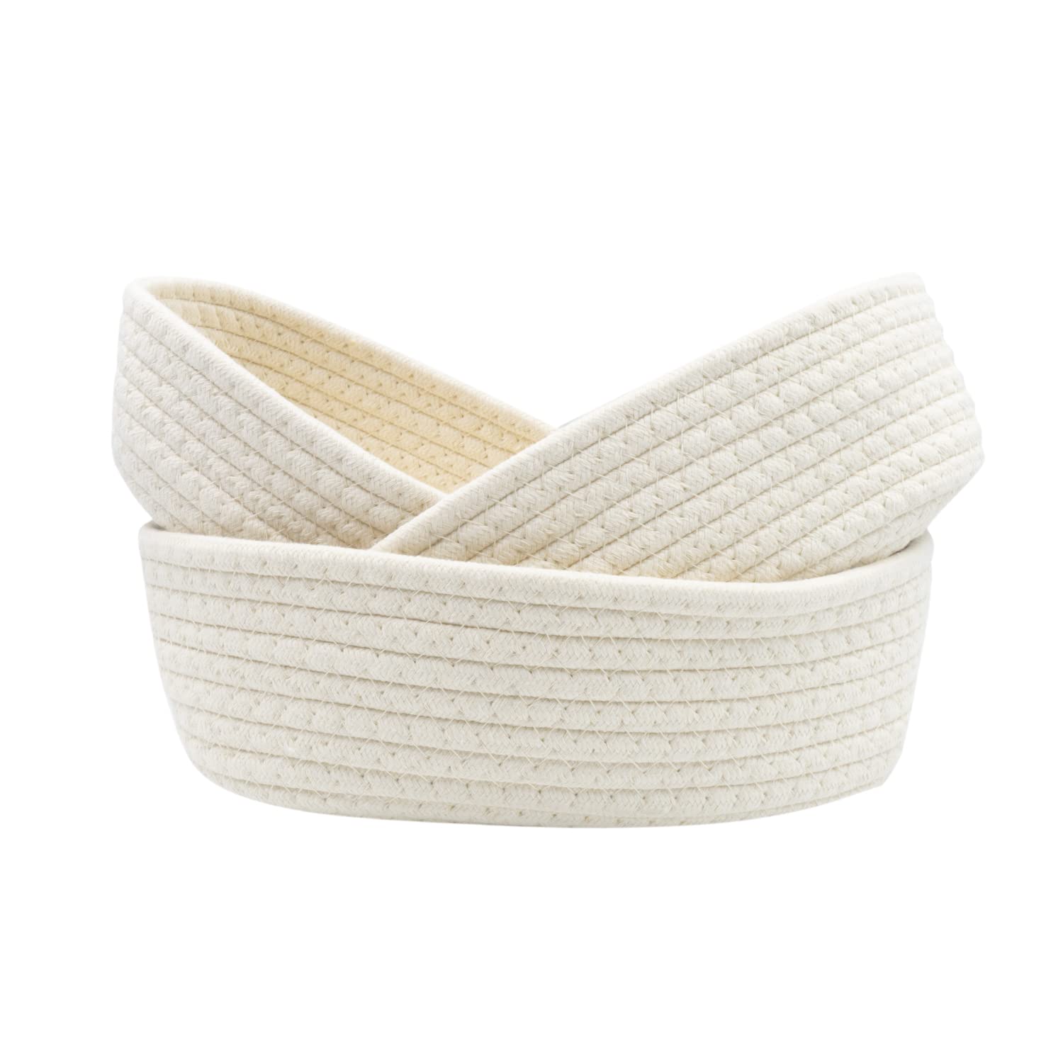 Anzirose Natural Cotton Rope Storage Baskets Multi-sized 3 pieces set Oval Organizer Bins for Home Decor Closet Toys Desktop Cosmetic Kid's Room Storage Nursery Bins