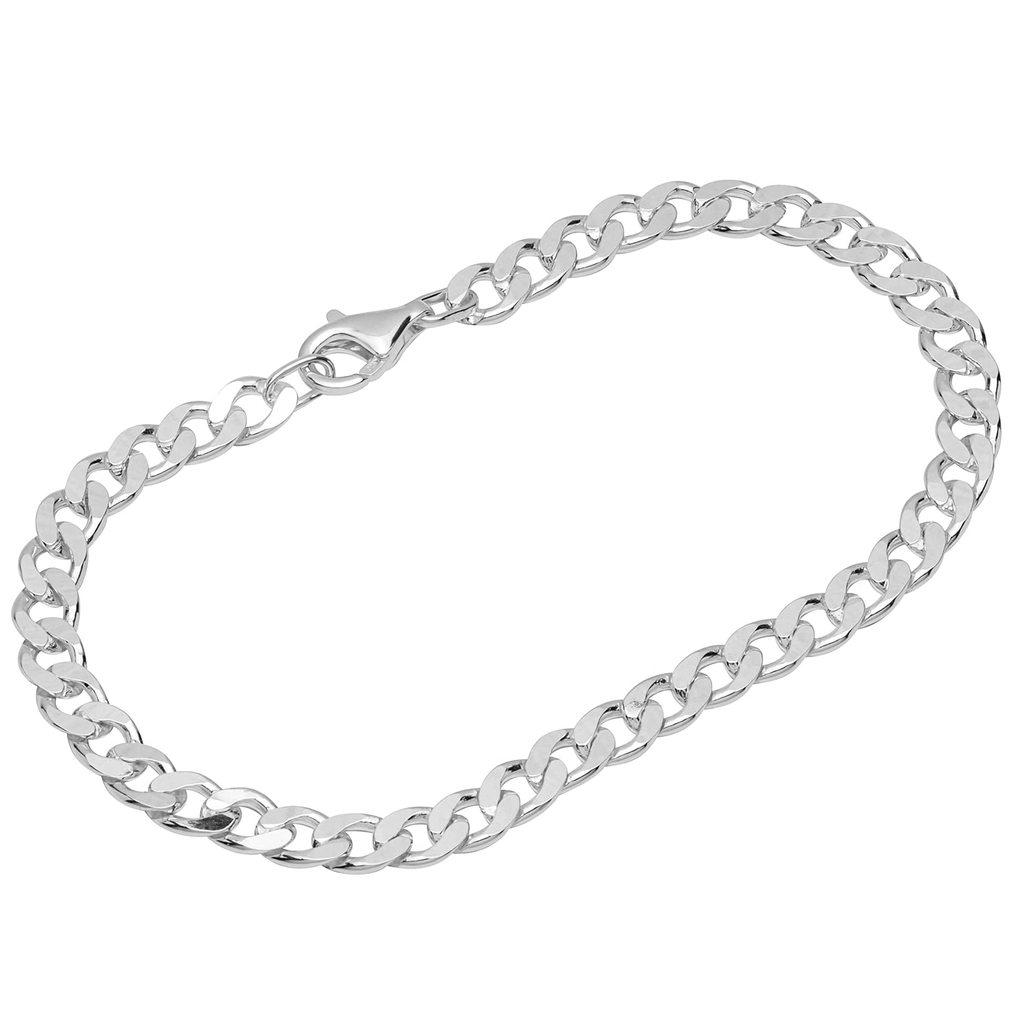 NKlaus bracelet 925 Sterling Silver 22cm curb chain flat and twisted men bracelet chain 12161