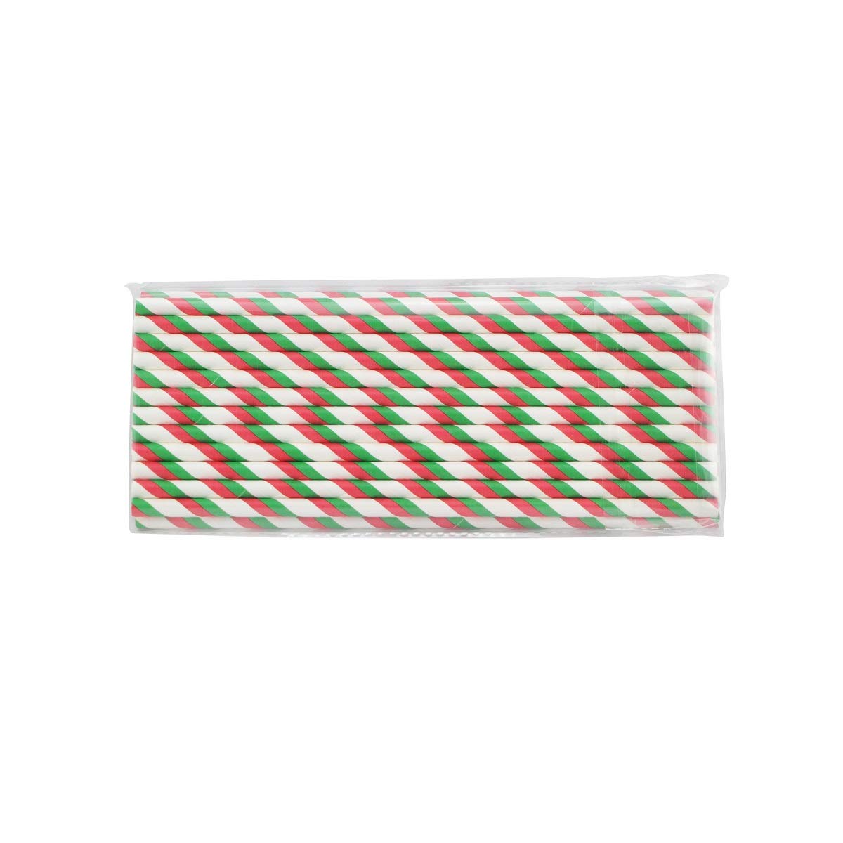 Lolicute 25 X Striped Paper Drinking Straws-rainbow Mixed for Party Table Decorations- Red and Green Double Stripes for Birthday Parties Celebrations Weddings