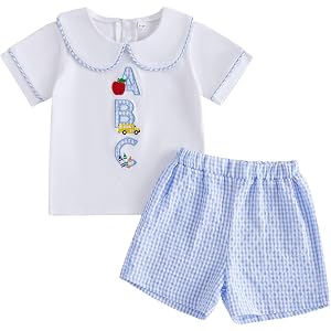 LZUBCPY Back to School Outfit Toddler Boy 1st Day of School Photo Apple T Shirt Shorts Set Pre K/Kindergarten Clothes 18M-6Y