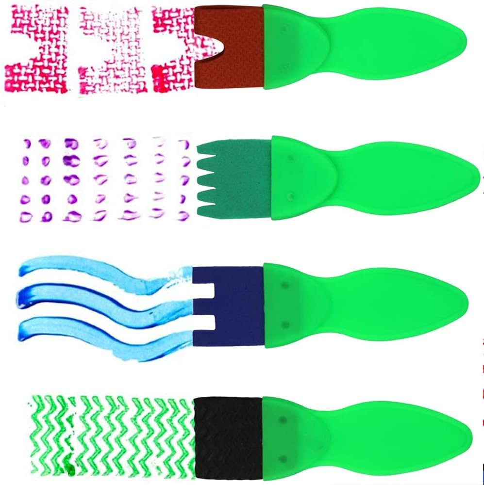 Flower Pattern Brush for Kids Toddlers Early Learning 47Pcs Kids Sponge Painting Brushes Kits,Washable Foam Painting Brushes Art Crafts Brush