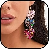 Red Heart Earrings for Women Lightweight Acrylic Heart Dangle Earrings Romantic Valentine's Day Jewelry for Date Night Wear