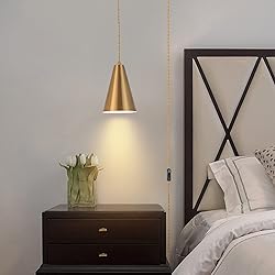 Gold Plug In Pendant Light,Hanging Lights With Plug