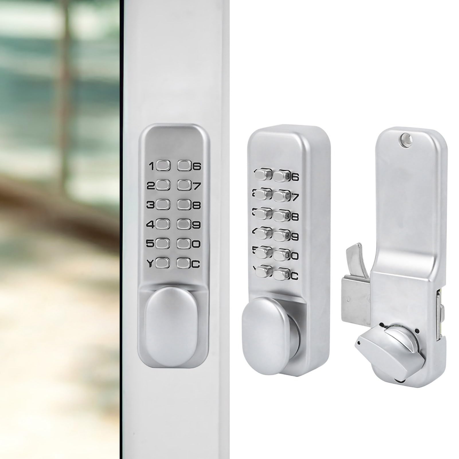 Photo 1 of Keyless Sliding Door Lock,1 to 11 Digits Mechanical Combination Lock, Sliding Door Keypad Lock,Keypad Deadbolt Door Lock Sliding Door Keyless Access for Kitchen Office Balcony