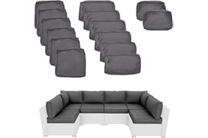 PROHIKER Patio Cushion Cover Replacement 14 Pack Outdoor Sofa Cushion and Pillow Covers Only with Zipper for 7-Piece Outdoor Patio Furniture Conversation Set (Dark Grey)