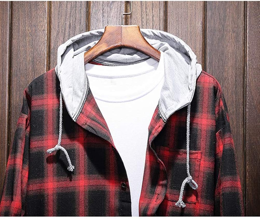 Lavnis Men's Plaid Hooded Shirts Casual Long Sleeve Lightweight Shirt Jackets at  Men’s Clothing store